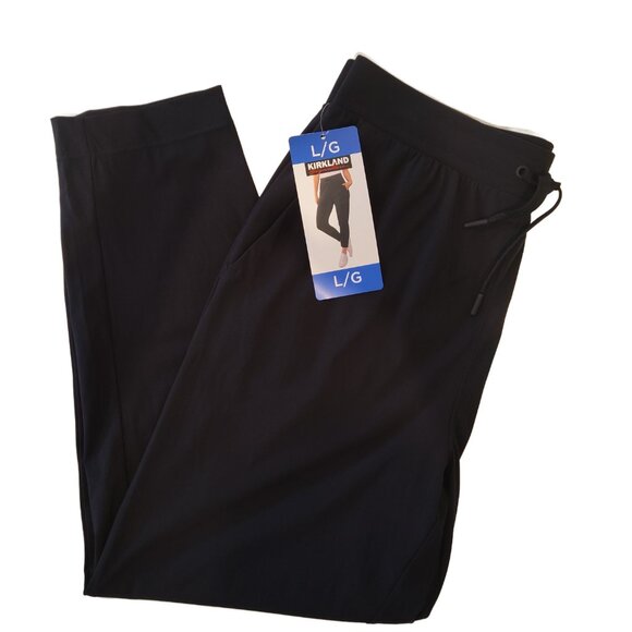 NEW Kirkland Signature Ladies Active Pull-on Black Pants Drawstring Waist Large - Picture 2 of 6